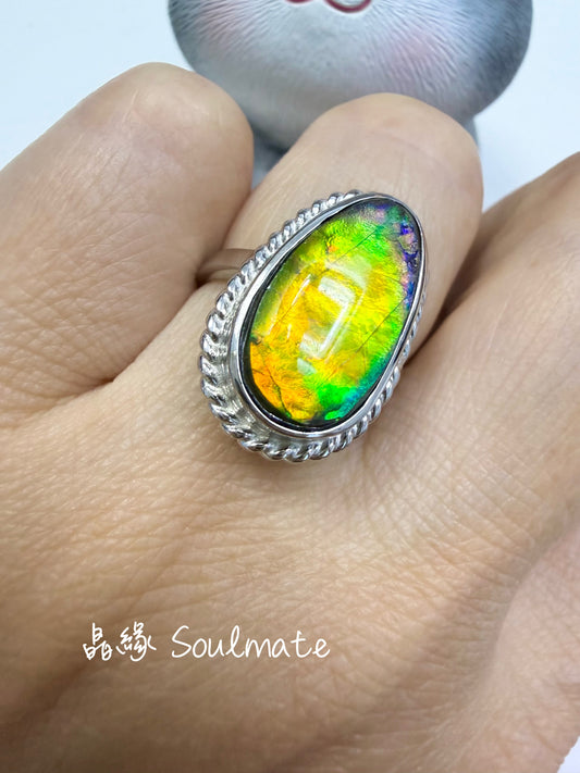 斑彩石戒指 （石9x16mm)