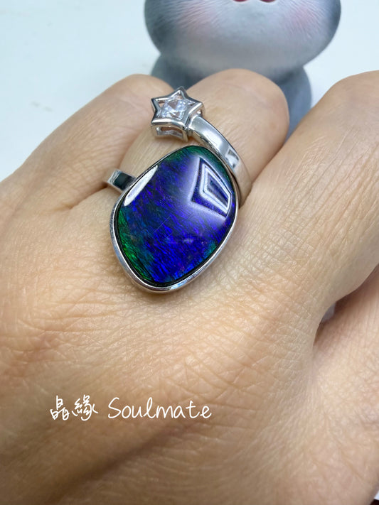 斑彩石戒指（石12x18mm)