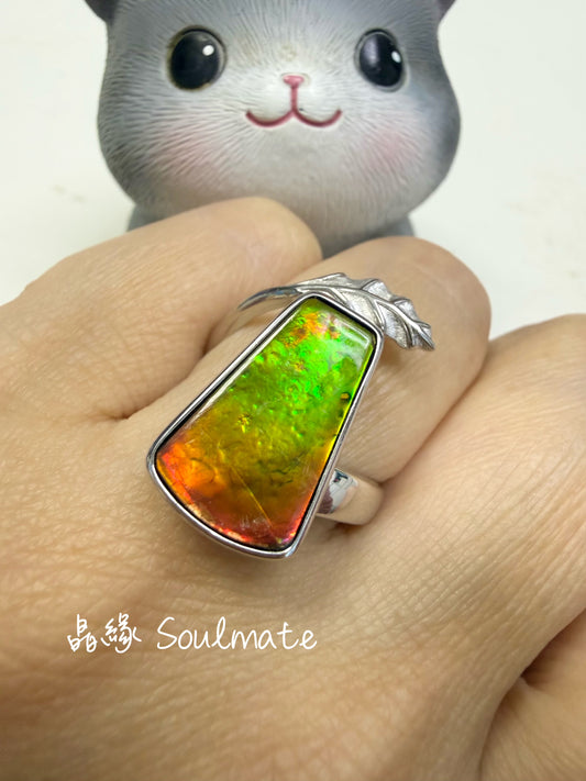 斑彩石戒指（石10x16mm)