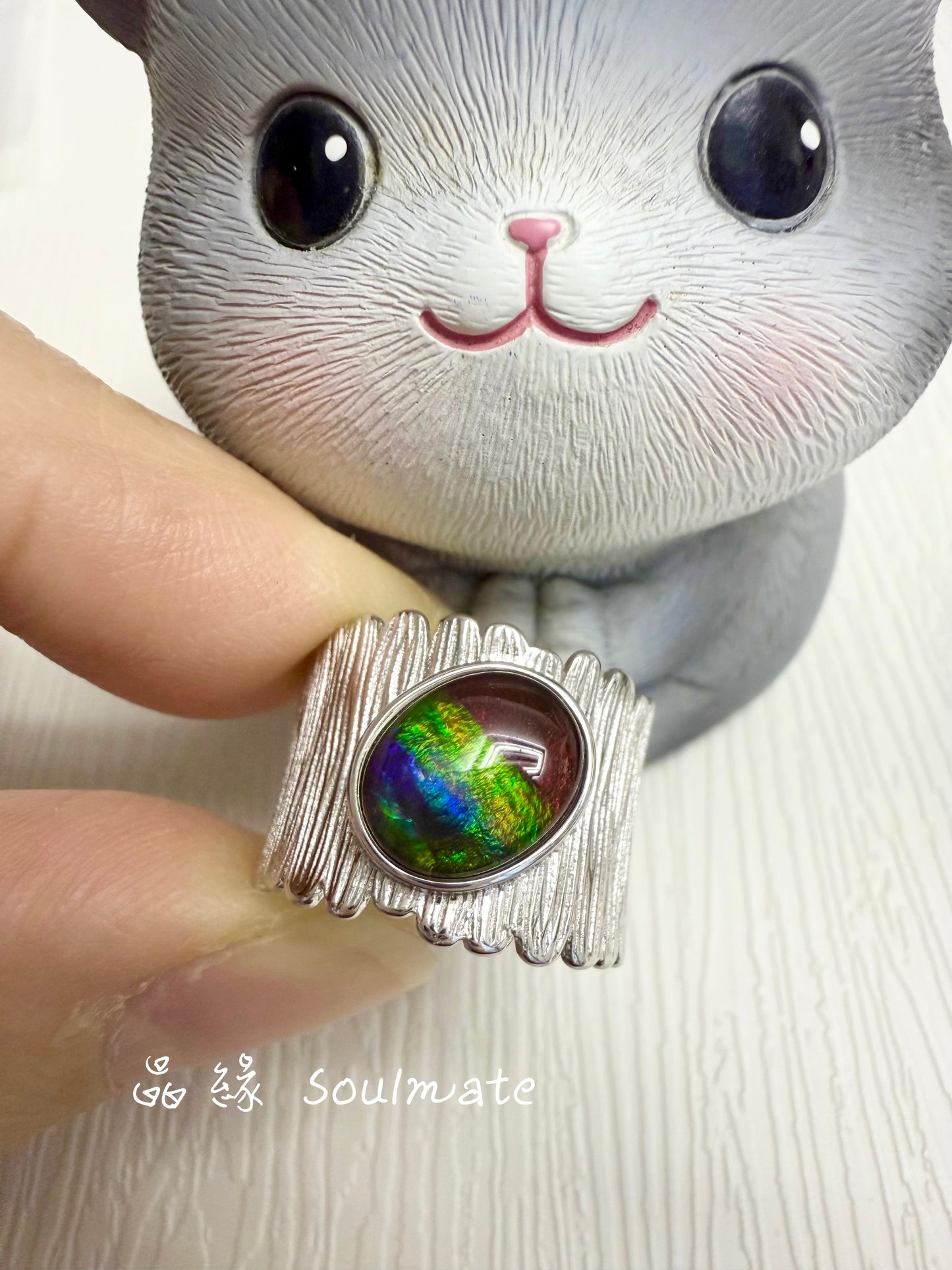 斑彩石戒指 8x10mm