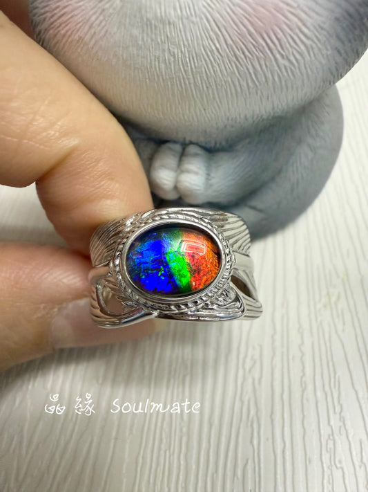 斑彩石戒指 （石7x9mm)