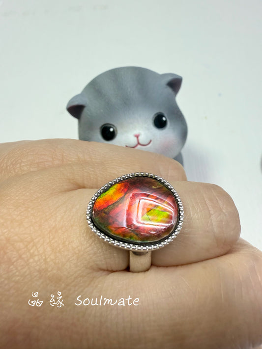 斑彩石戒指 14x17mm