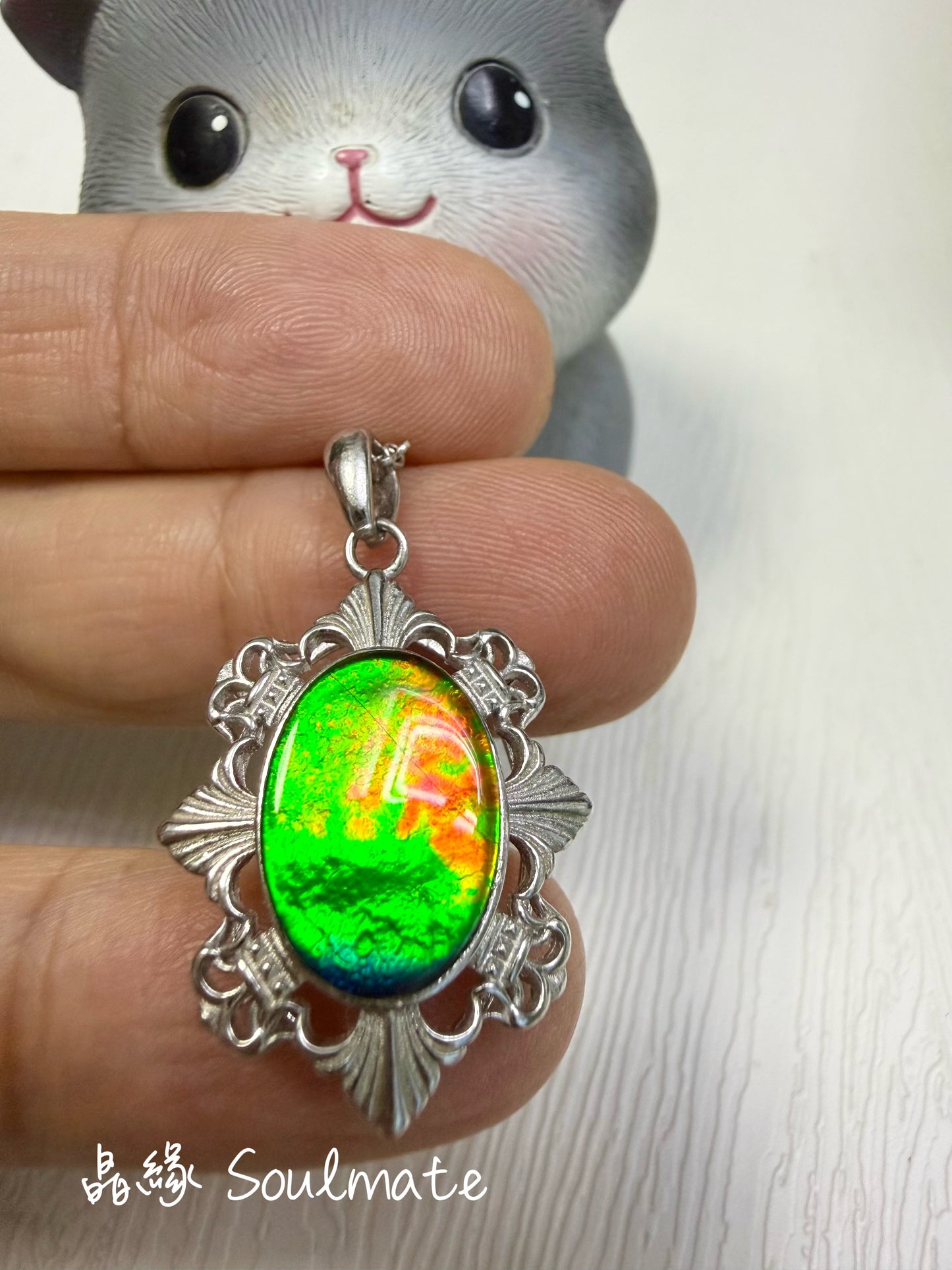 斑彩石吊墜 （石10x14mm)
