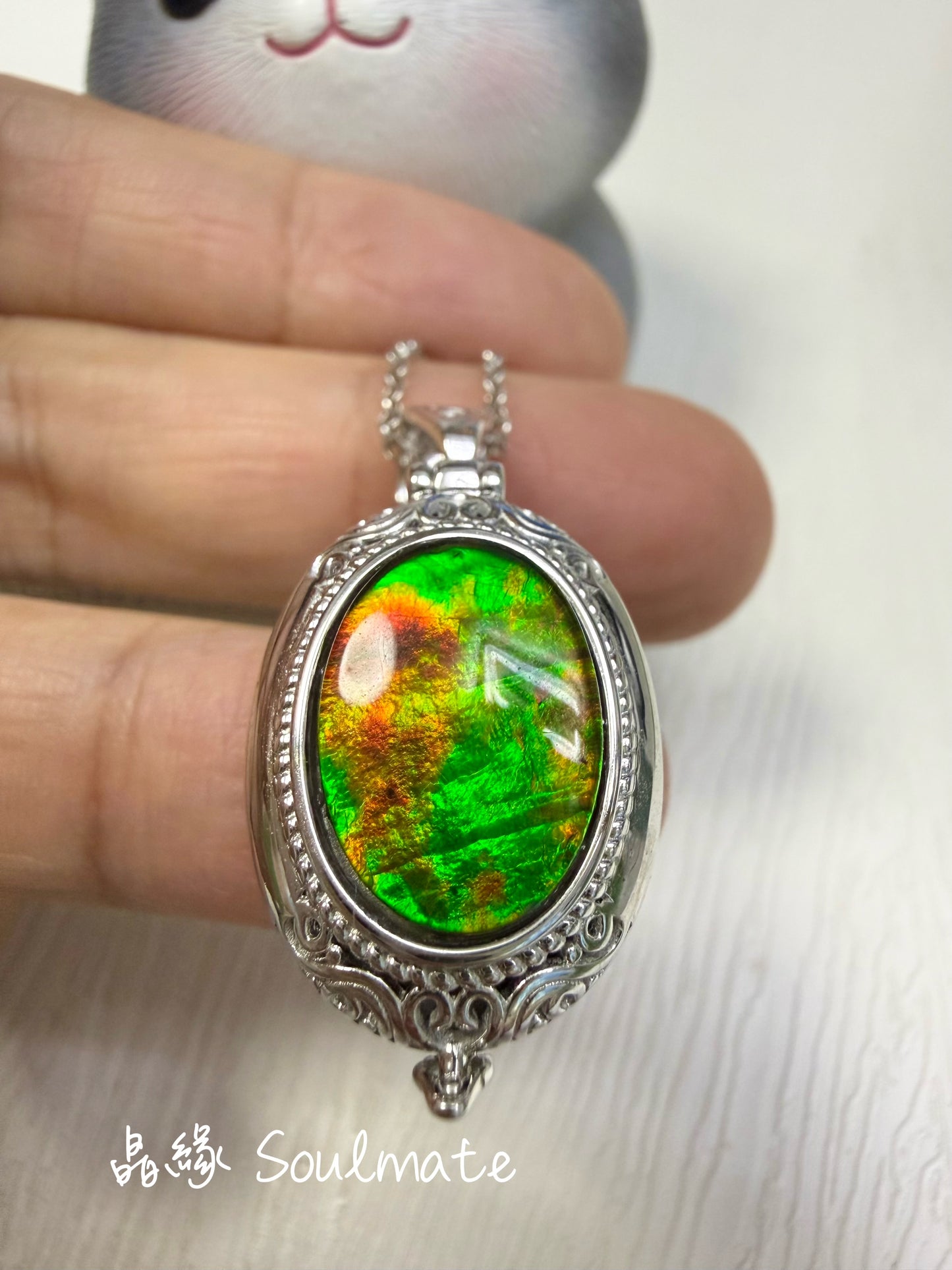 斑彩石吊墜（石10x14mm)