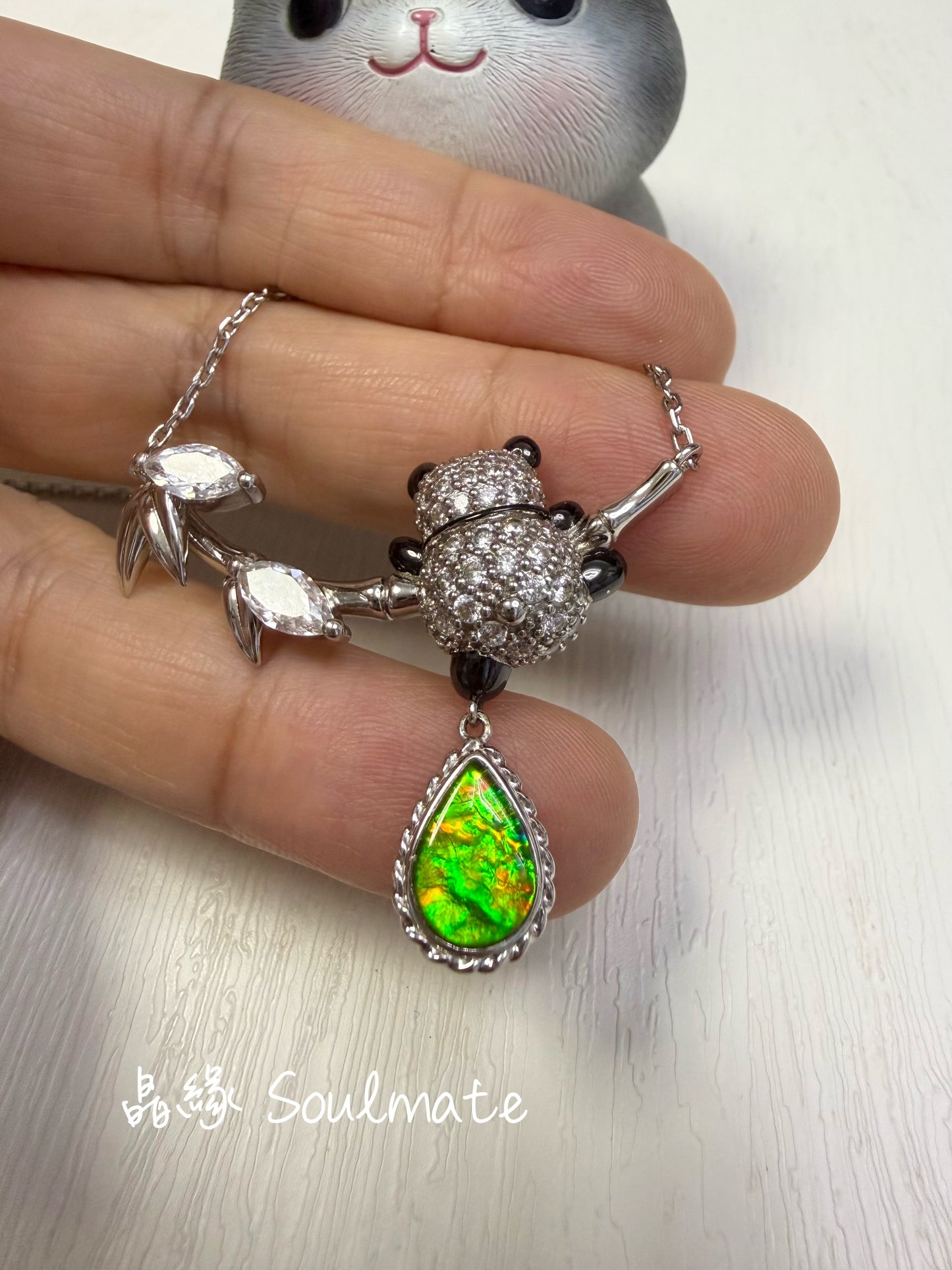 斑彩石頸鏈 （石7x9mm)