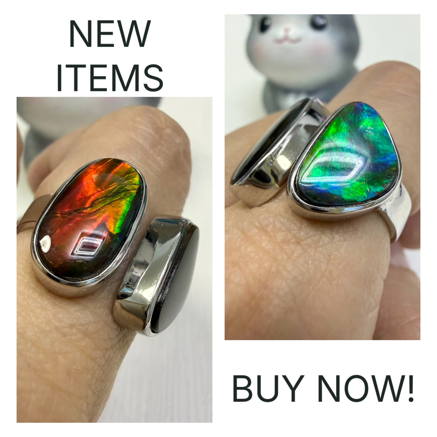 斑彩石戒指 8x15,9x14mm