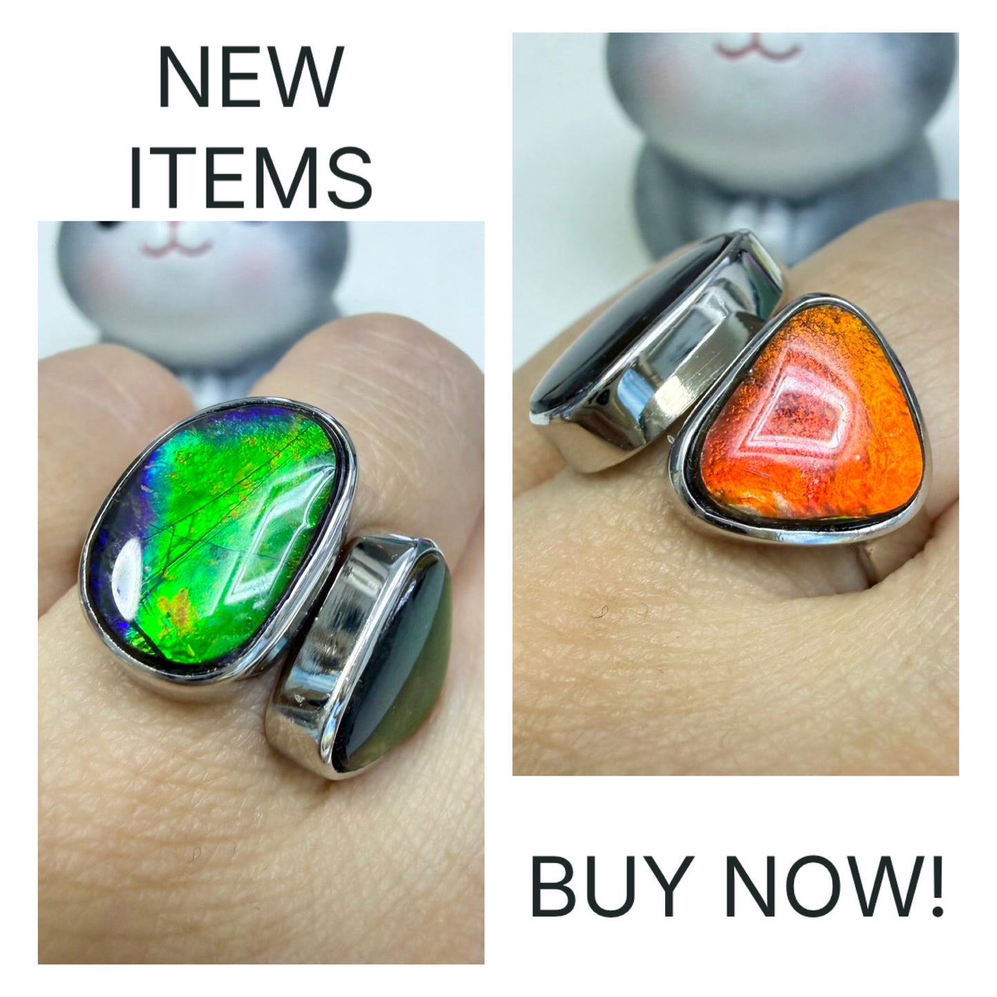 斑彩石戒指 9x15,10x12mm