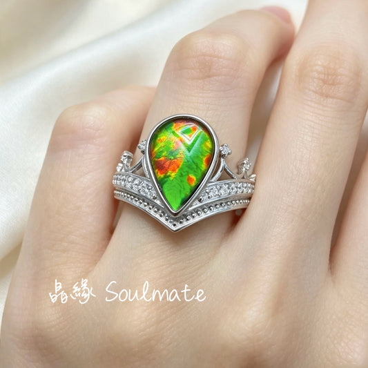 斑彩石戒指 7x9mm