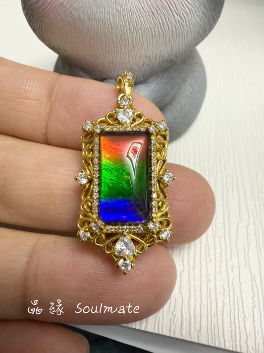 斑彩石吊墜 16x30mm (石8x14mm)