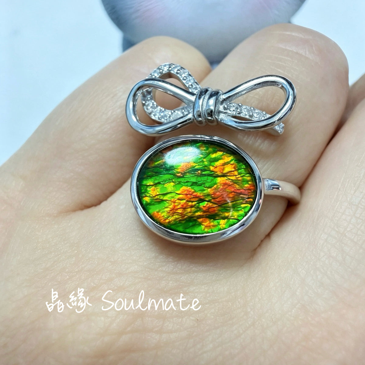斑彩石戒指 9x11mm