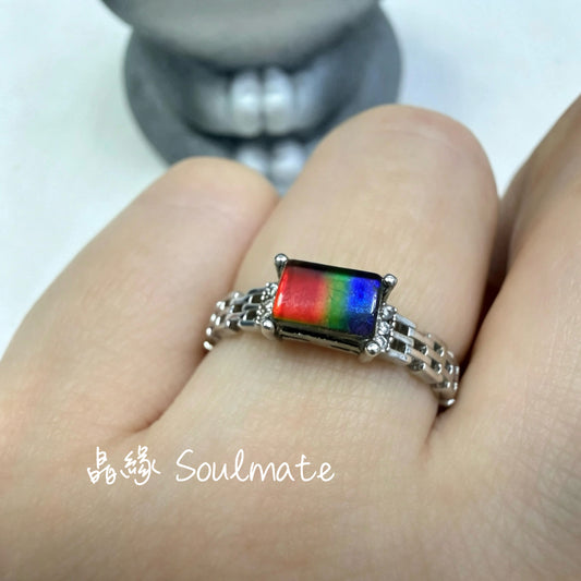 斑彩石戒指 4x6mm