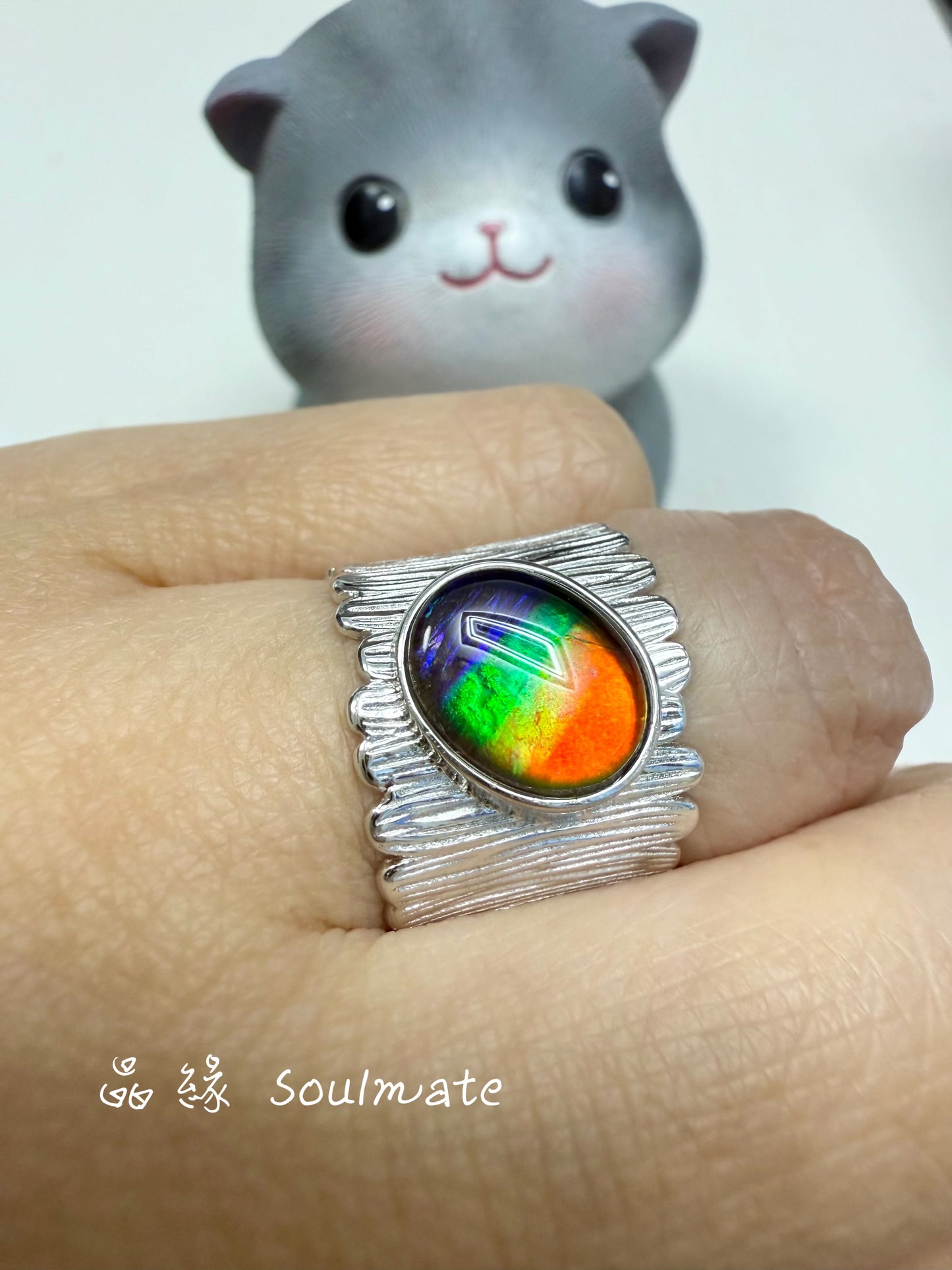 斑彩石戒指 （石8x10mm)