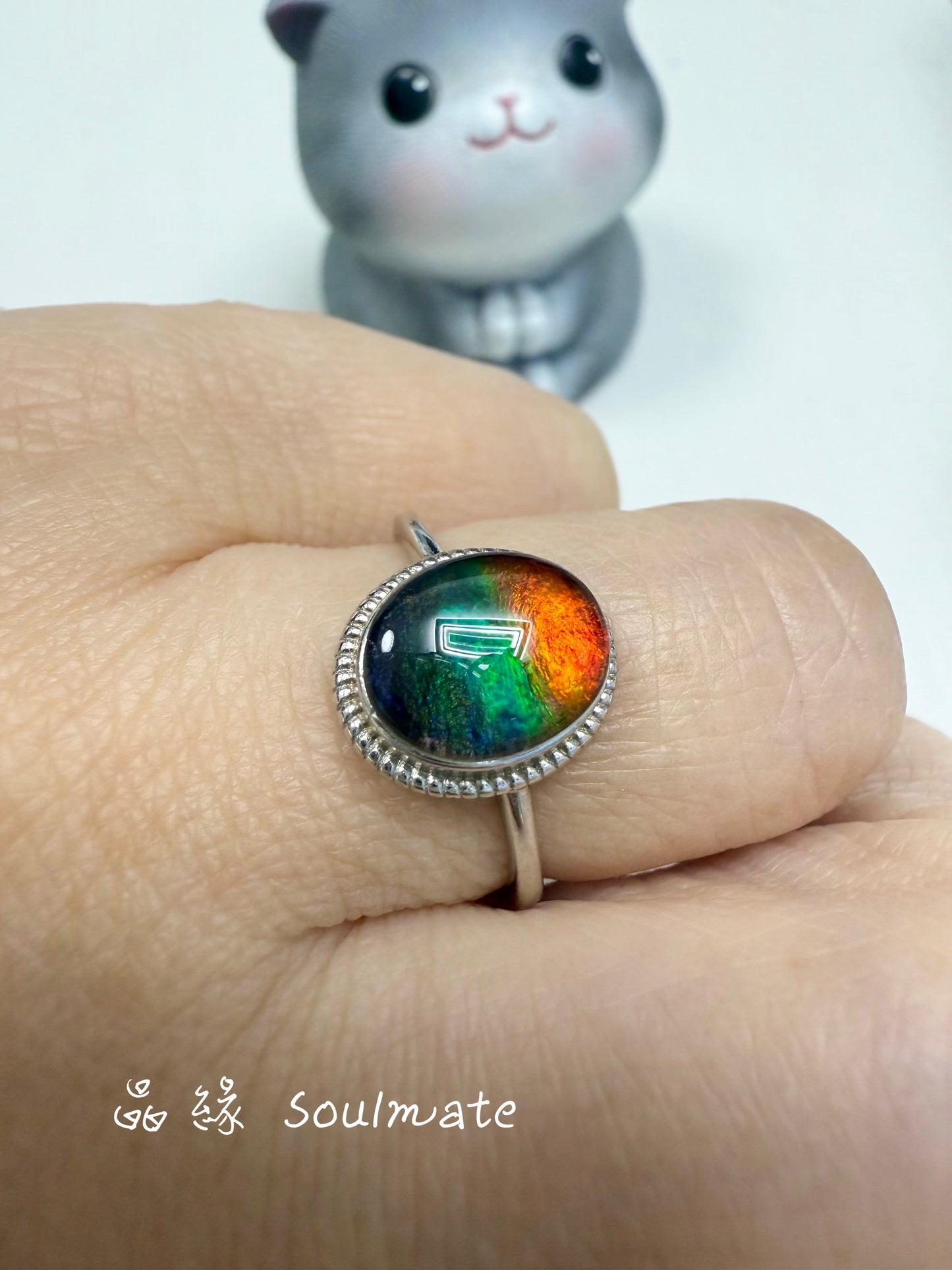 斑彩石戒指 8x10mm