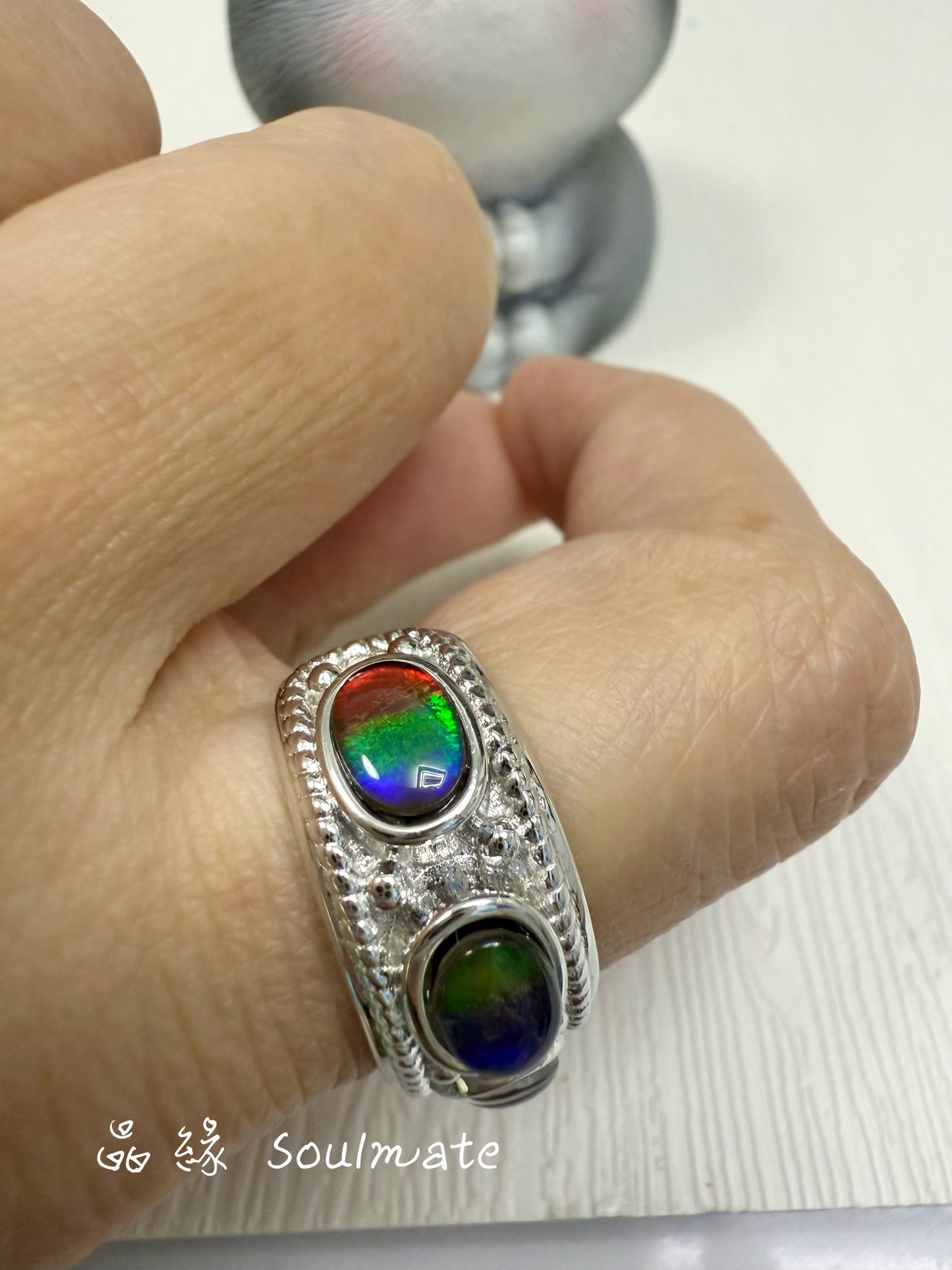 斑彩石戒指 5x7mm