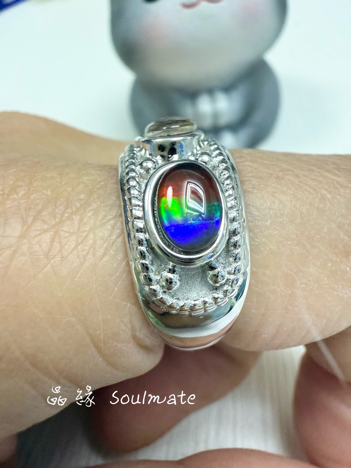 斑彩石戒指 5x7mm