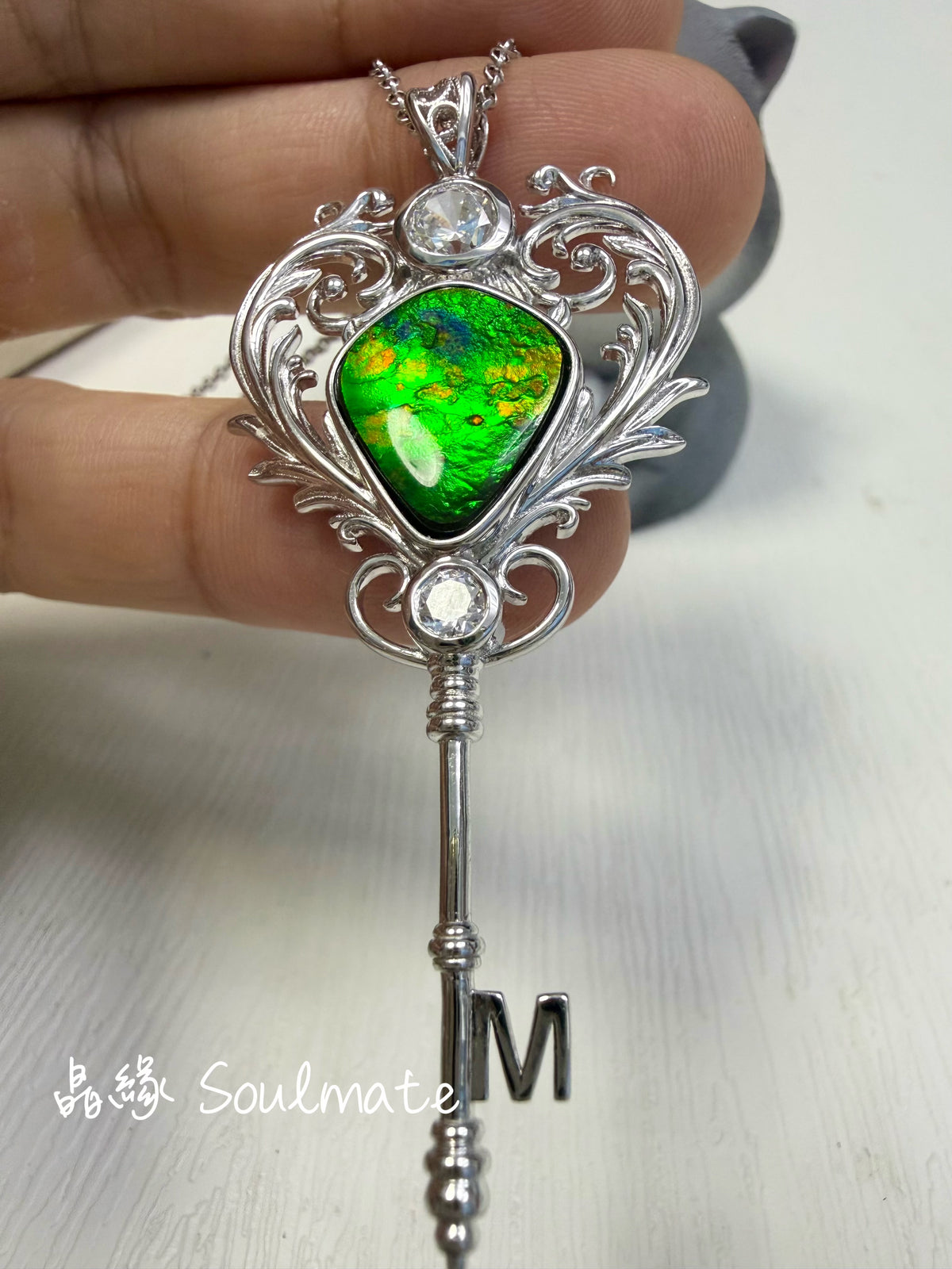 斑彩石吊墜 （石13x15mm)