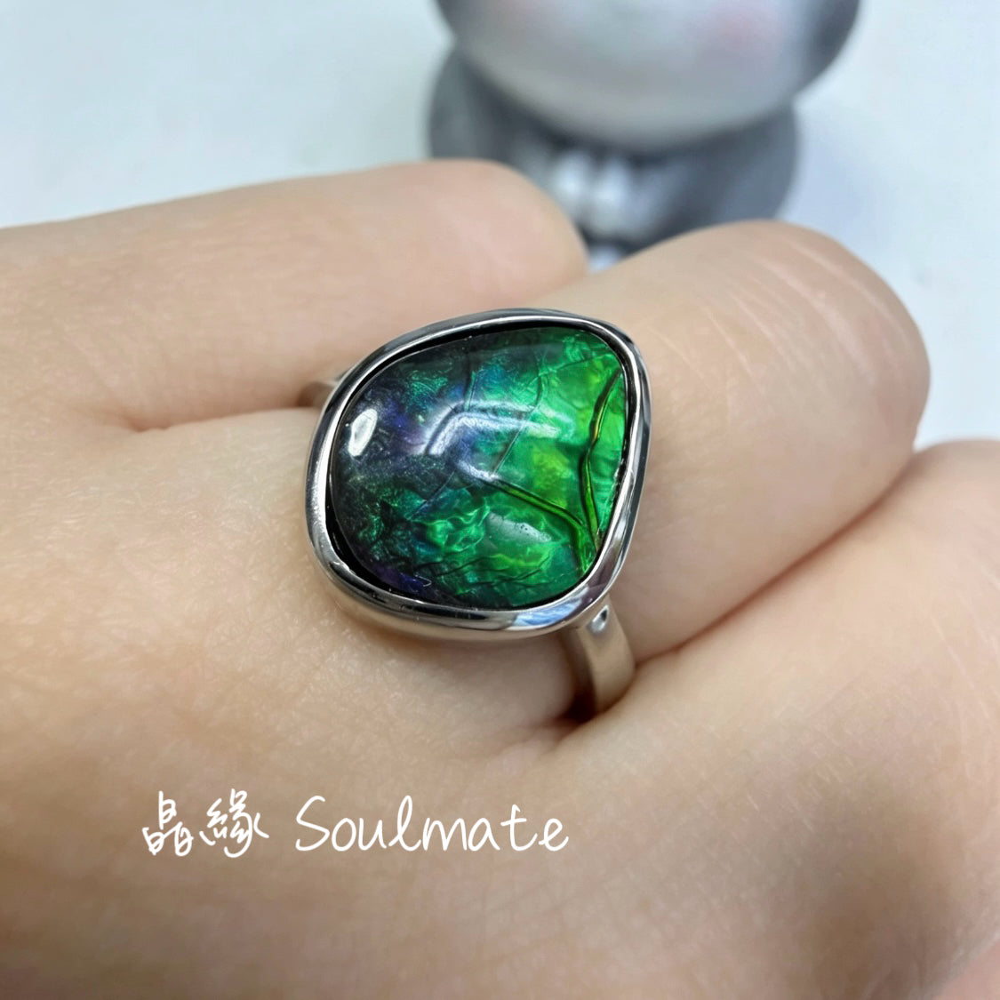 斑彩石戒指 10x13mm