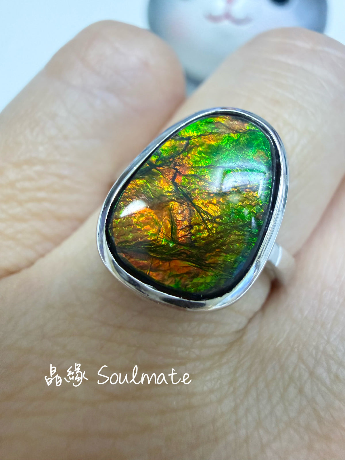 斑彩石戒指 （石8x13mm)
