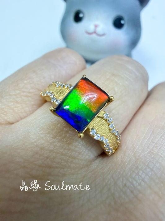 斑彩石戒指 6x8mm