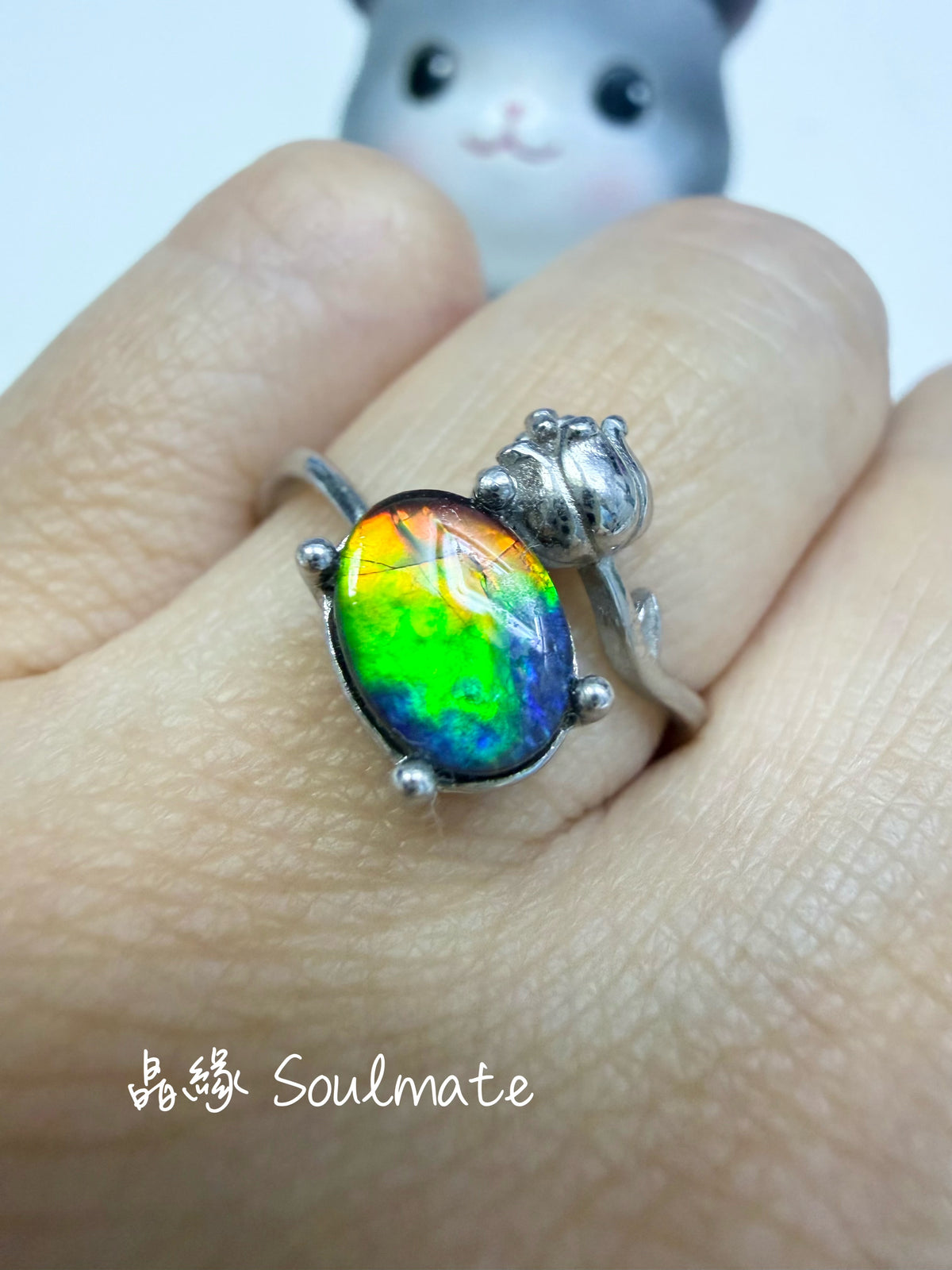斑彩石戒指 6x8mm