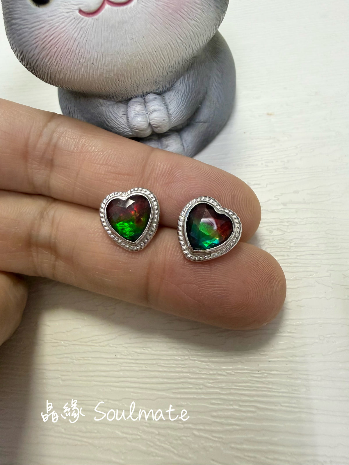 斑彩石耳環 8mm
