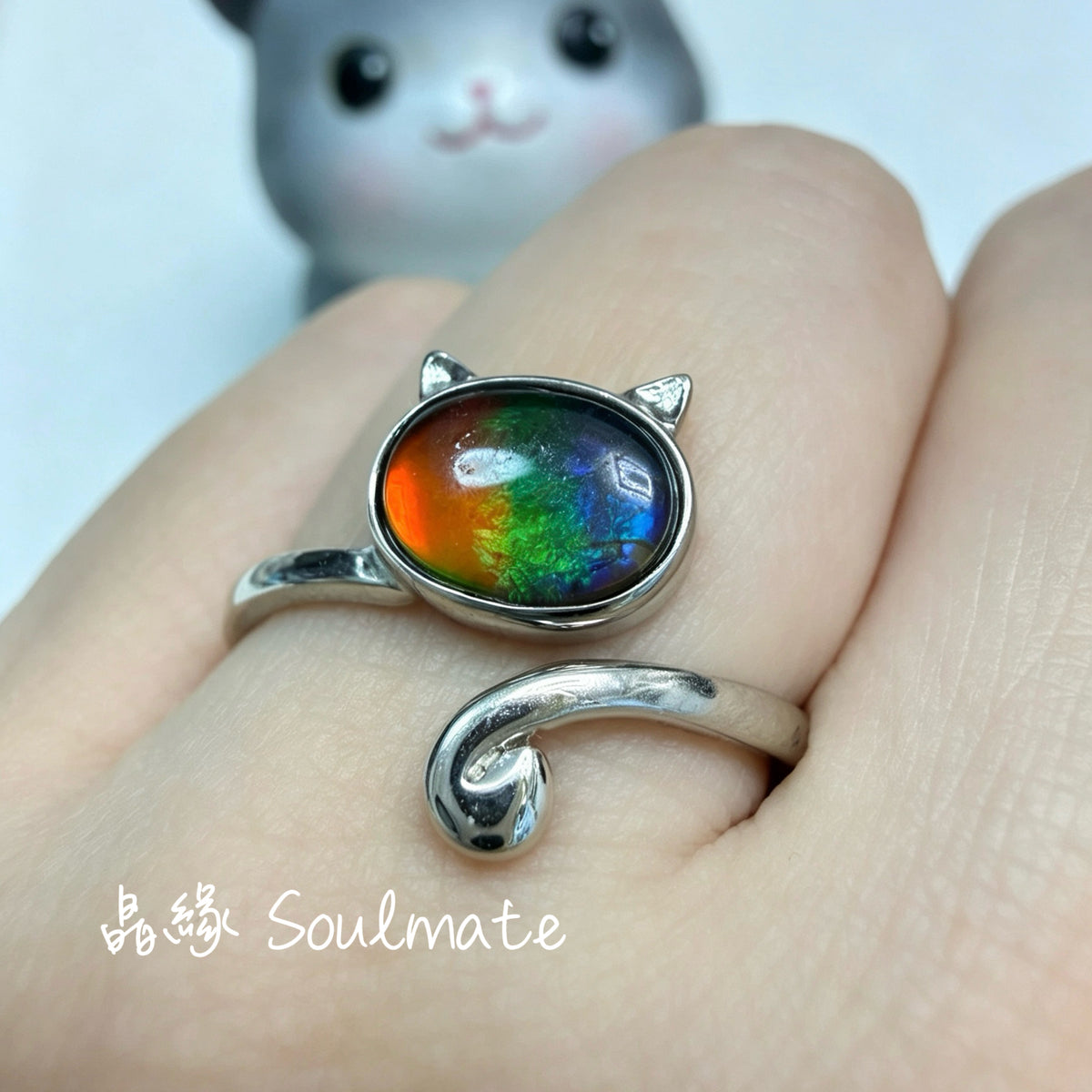 斑彩石戒指 6x8mm