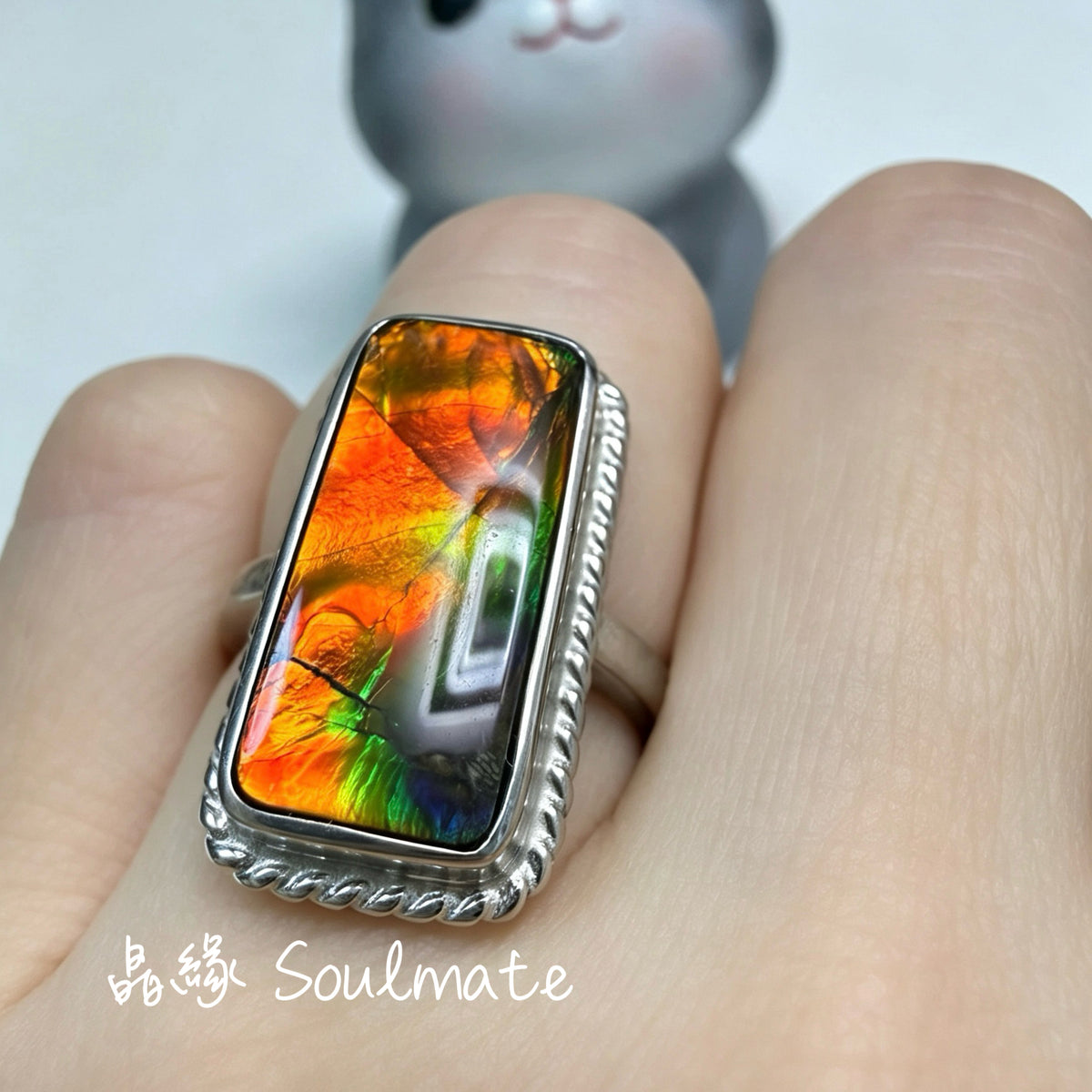 斑彩石戒指 8x18mm