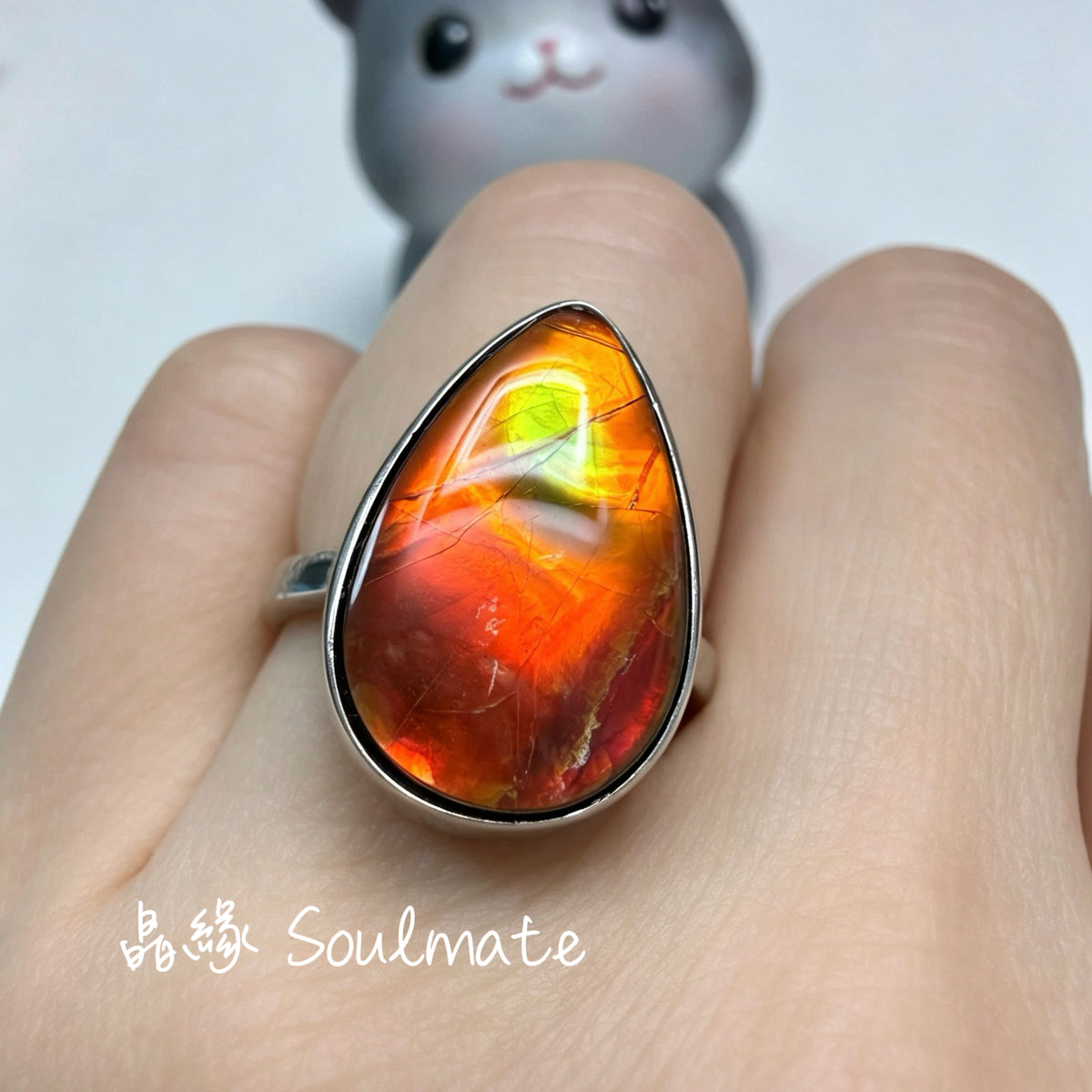 斑彩石戒指 10x17mm