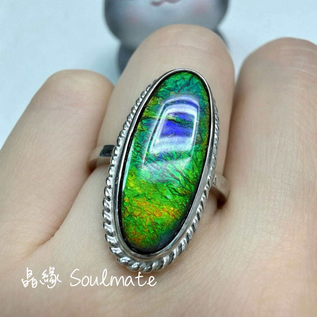 斑彩石戒指 8x20mm