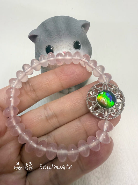 粉晶5x8mm + 斑彩石22mm(石10mm)