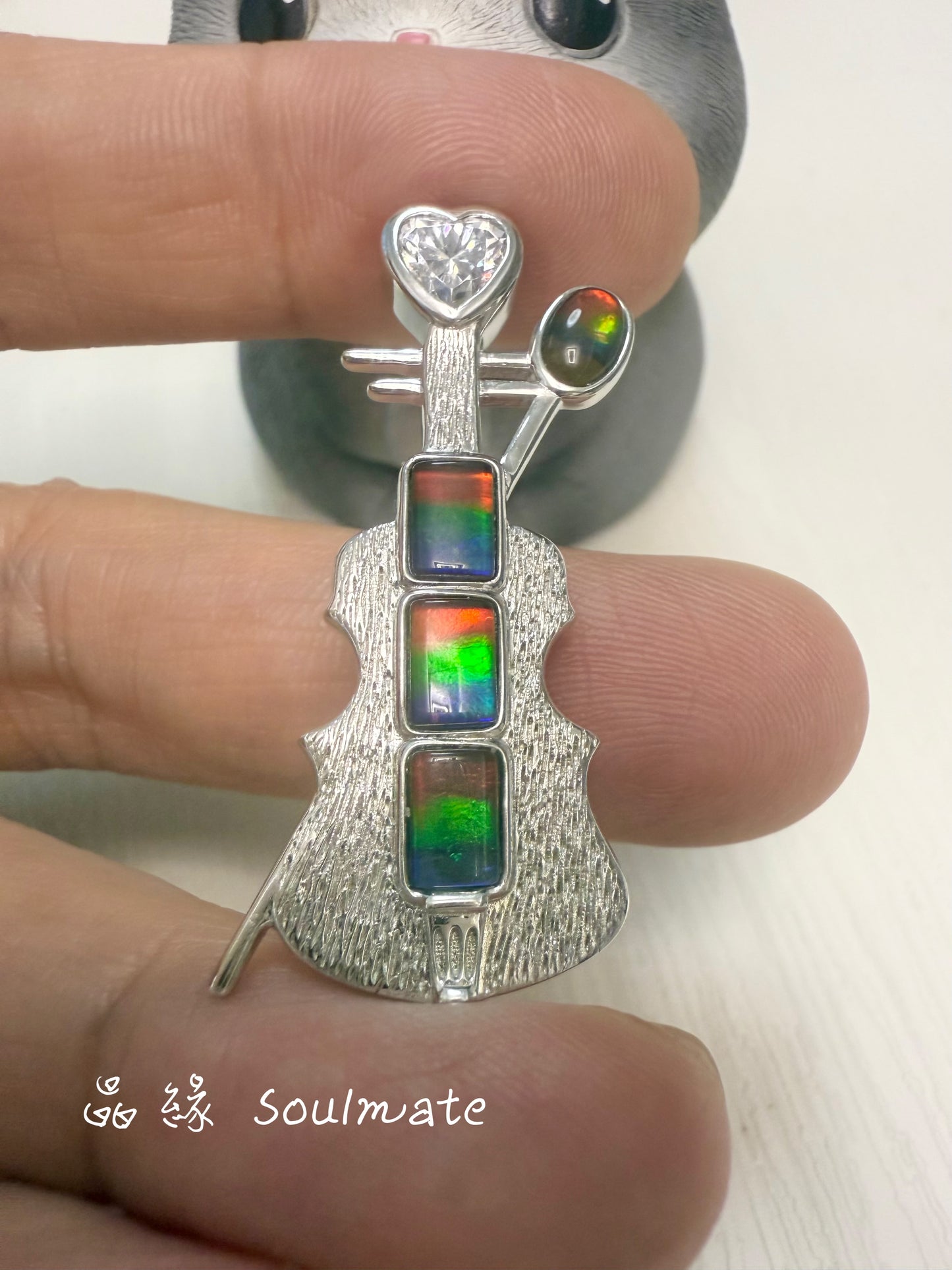 斑彩石胸針+吊墜（石4x6mm)