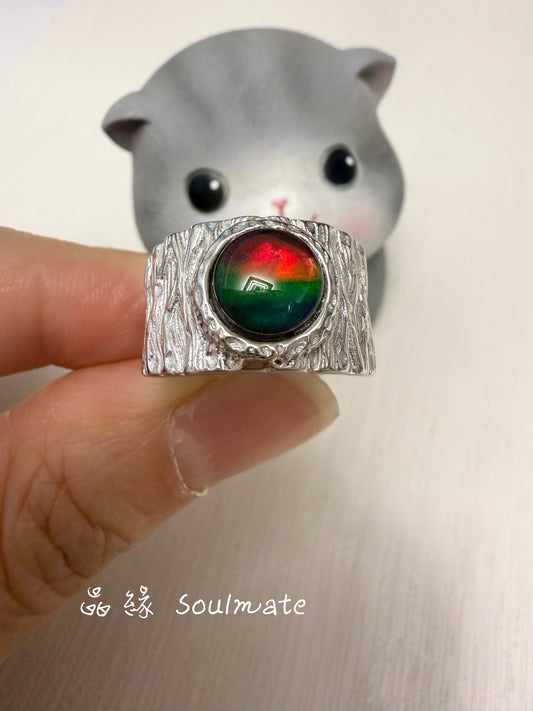 斑彩石戒指 （石8mm)